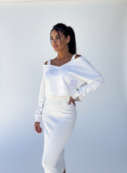 Tweedelige midi set met off-shoulder top
