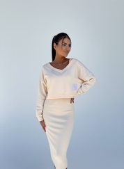 Tweedelige midi set met off-shoulder top