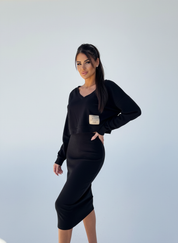 Tweedelige midi set met off-shoulder top