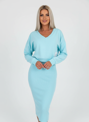 Tweedelige midi set met off-shoulder top