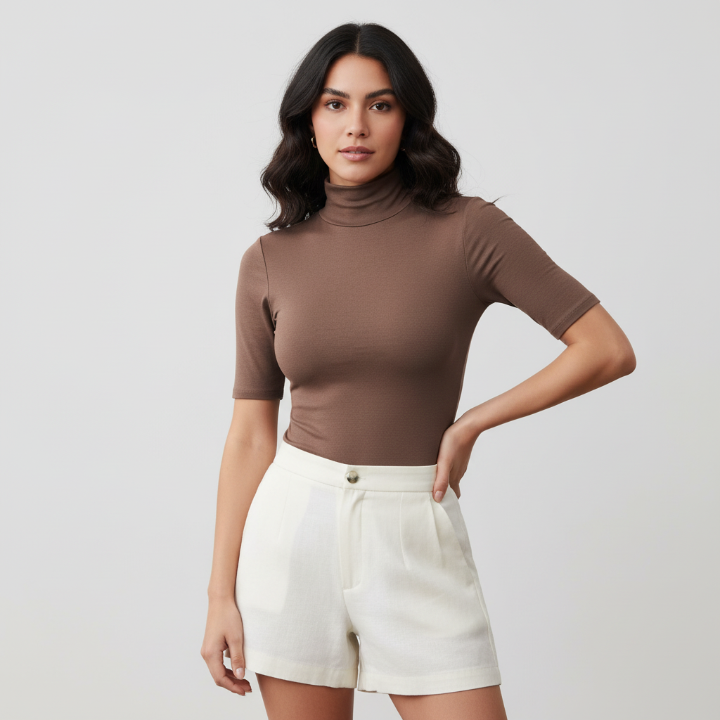 Ultradunne naadloze coltop met korte mouwen