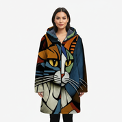 Unisex hooded vest met rits en artistieke kattenprint
