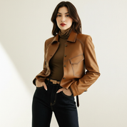 Vegan leather blazer dames – Marcell