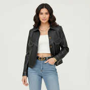 Vegan leather blazer dames – Marcell