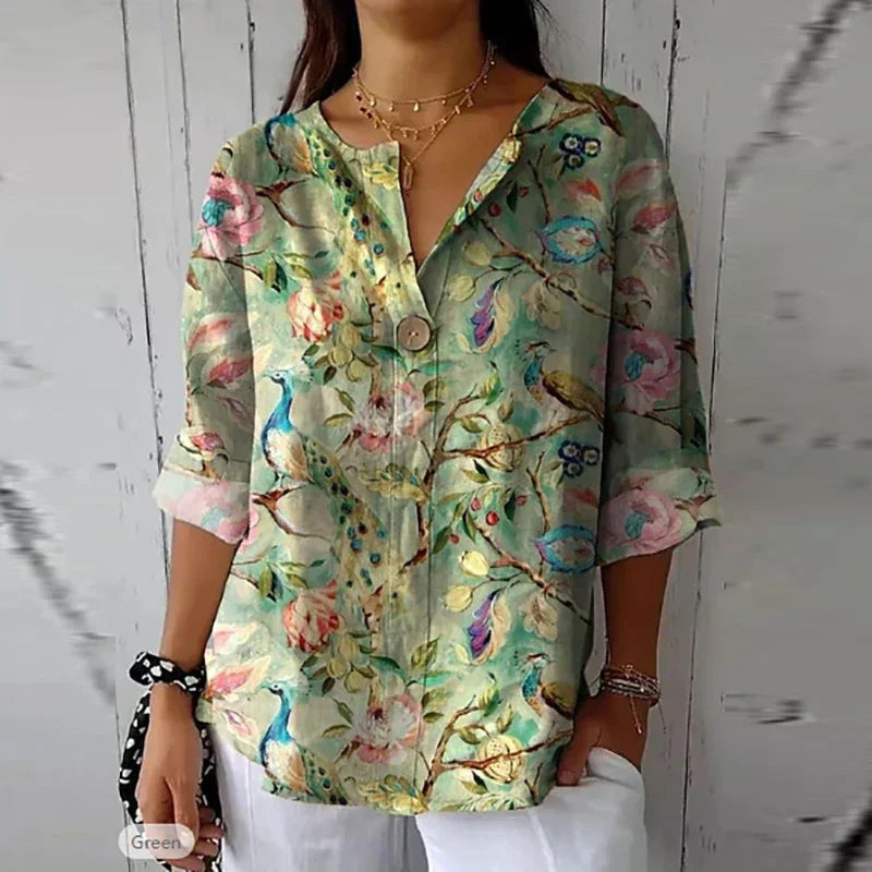 Vintage blouse met kleurrijke bloemenprint - Fleur