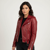 Vintage PU leren bikerjas – Elara