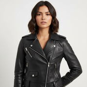 Vintage PU leren bikerjas – Elara