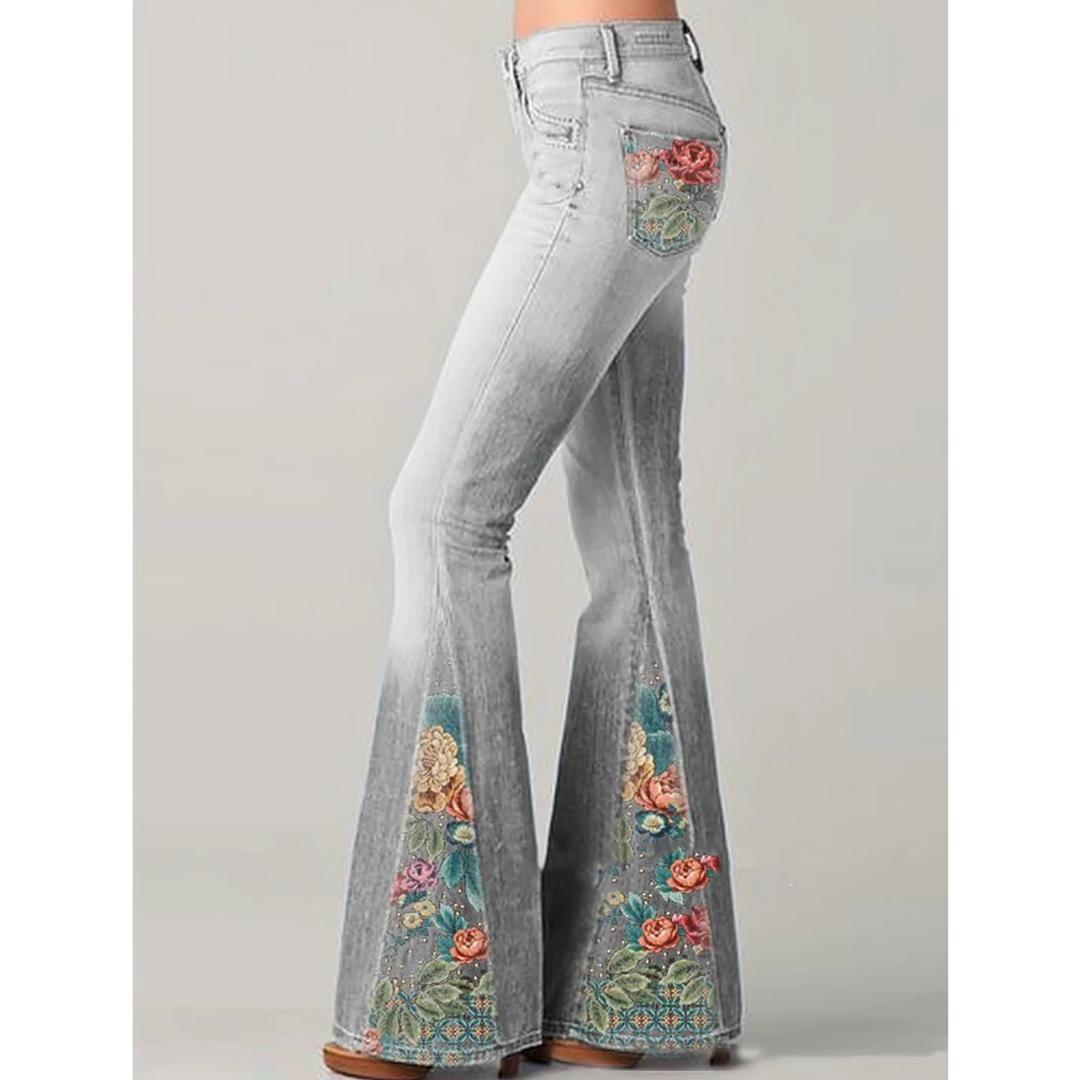 stijlvolle en unieke jeans met elegante geborduurde details voor een vrouwelijke en trendy look.