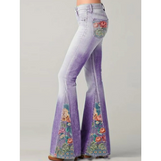 stijlvolle en unieke jeans met elegante geborduurde details voor een vrouwelijke en trendy look.