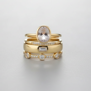 “Vintage Gold Ring Set with Zirconia by Livia, an elegant women's jewelry set”