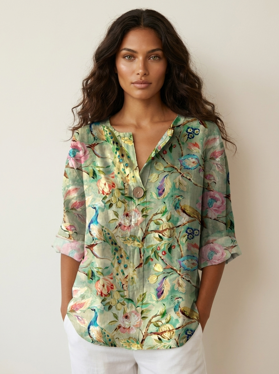 Vintage blouse met kleurrijke bloemenprint - Fleur