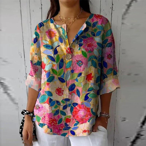 Vintage blouse met kleurrijke bloemenprint - Fleur