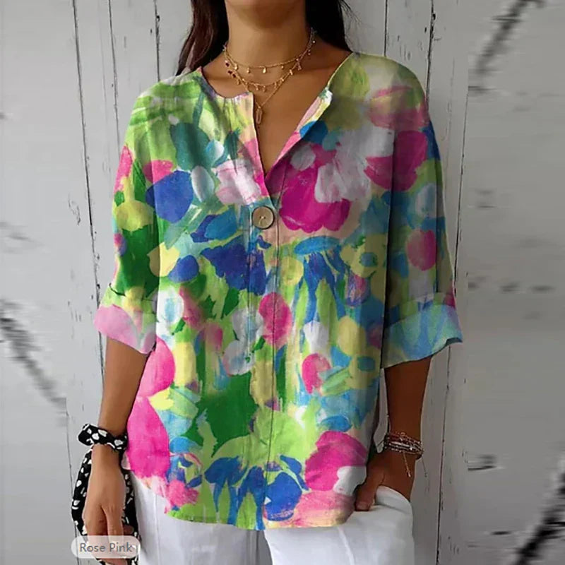 Vintage blouse met kleurrijke bloemenprint - Fleur
