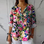 Vintage blouse met kleurrijke bloemenprint - Fleur
