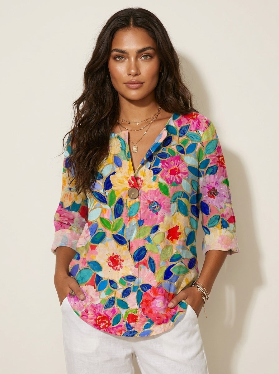 Vintage blouse met kleurrijke bloemenprint - Fleur