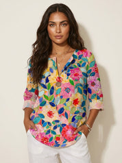 Vintage blouse met kleurrijke bloemenprint - Fleur
