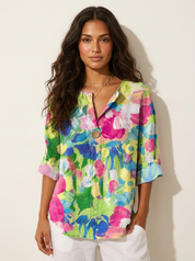 Vintage blouse met kleurrijke bloemenprint - Fleur