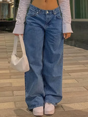 Vintage low-waist damesjeans met wijde pijpen