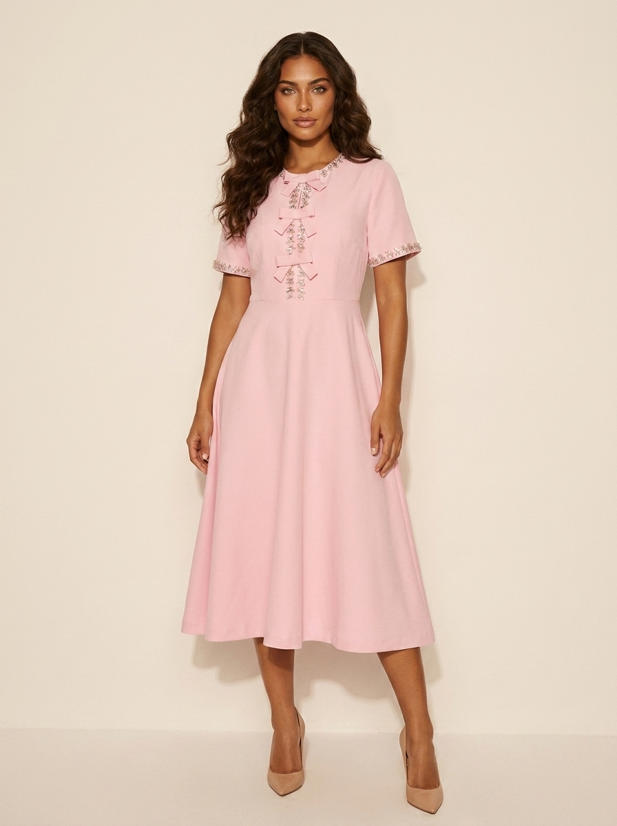 Vintage midi jurk met strikdetails - Rosalie
