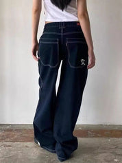 Vintage boyfriend jeans met borduurdetail op de achterzak