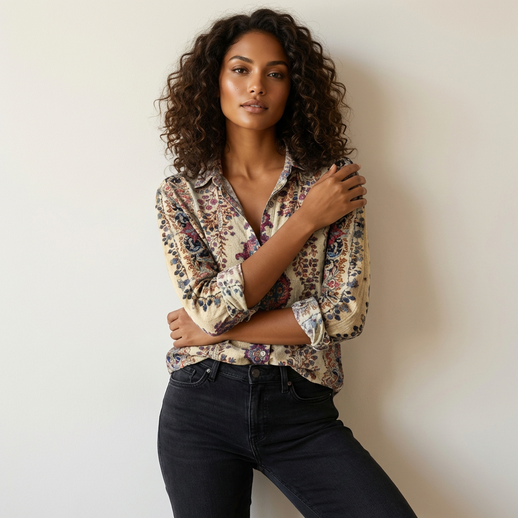 Vintage floral dames blouse – Amara