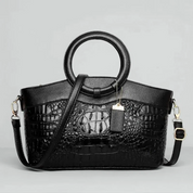 Vintage handtas met crocostructuur en schouderriem