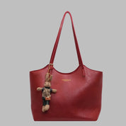 Vintage leren dames totebag met schouderband