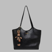 Vintage leren dames totebag met schouderband