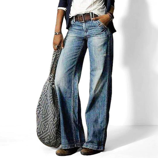 Vintage wijde denim damesbroek