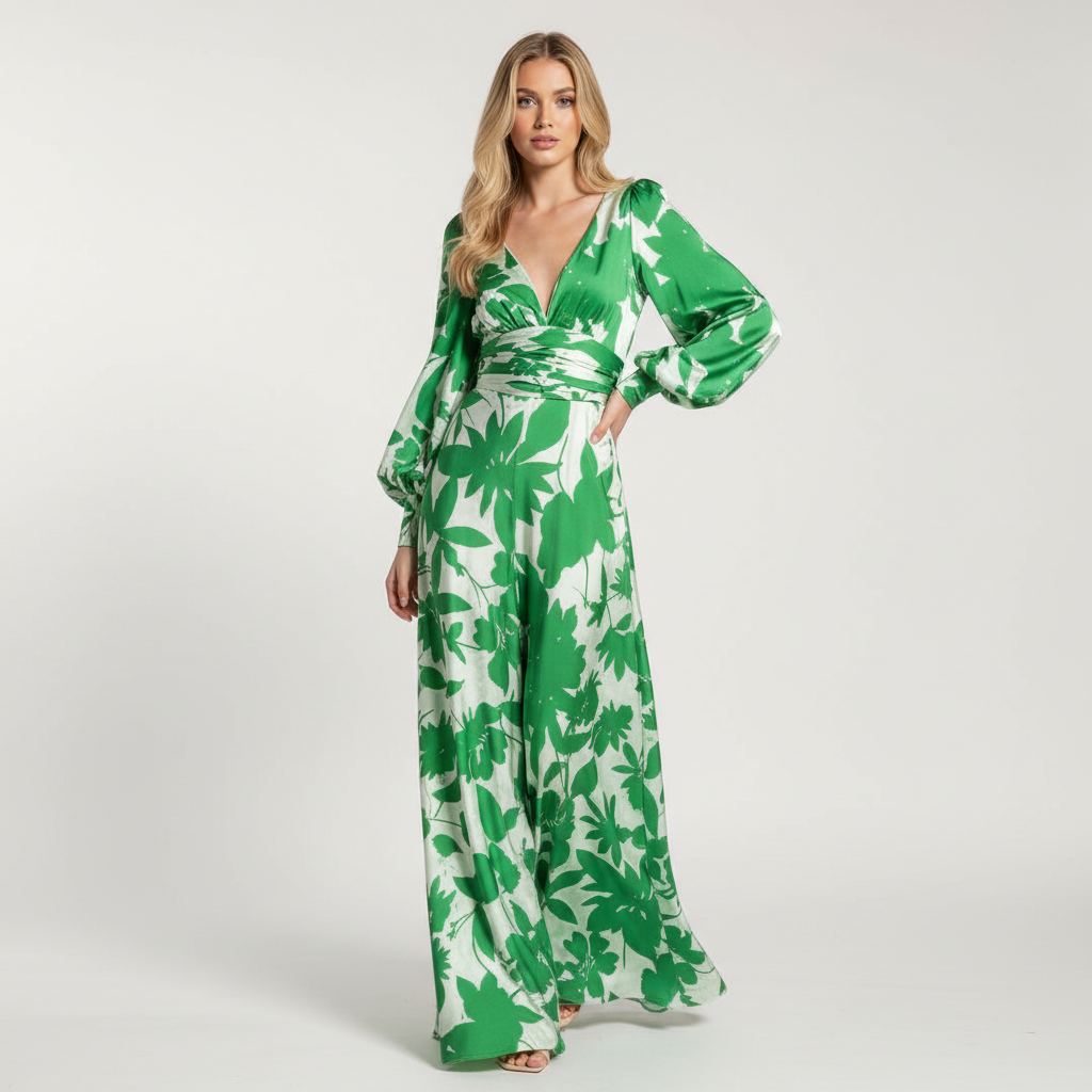 Flowing maxi dress with V-neck - Felicia