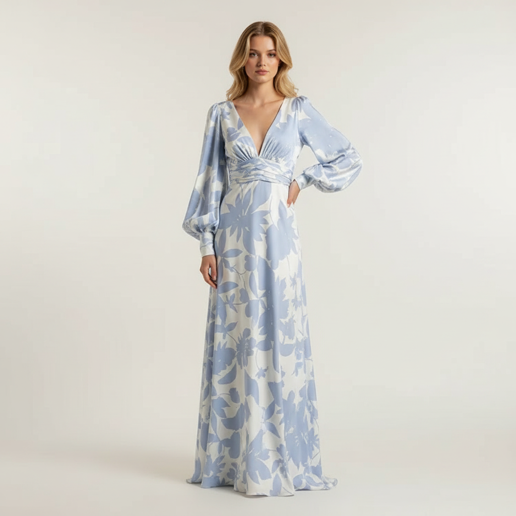 Vloeiende maxi jurk met V-hals - Felicia