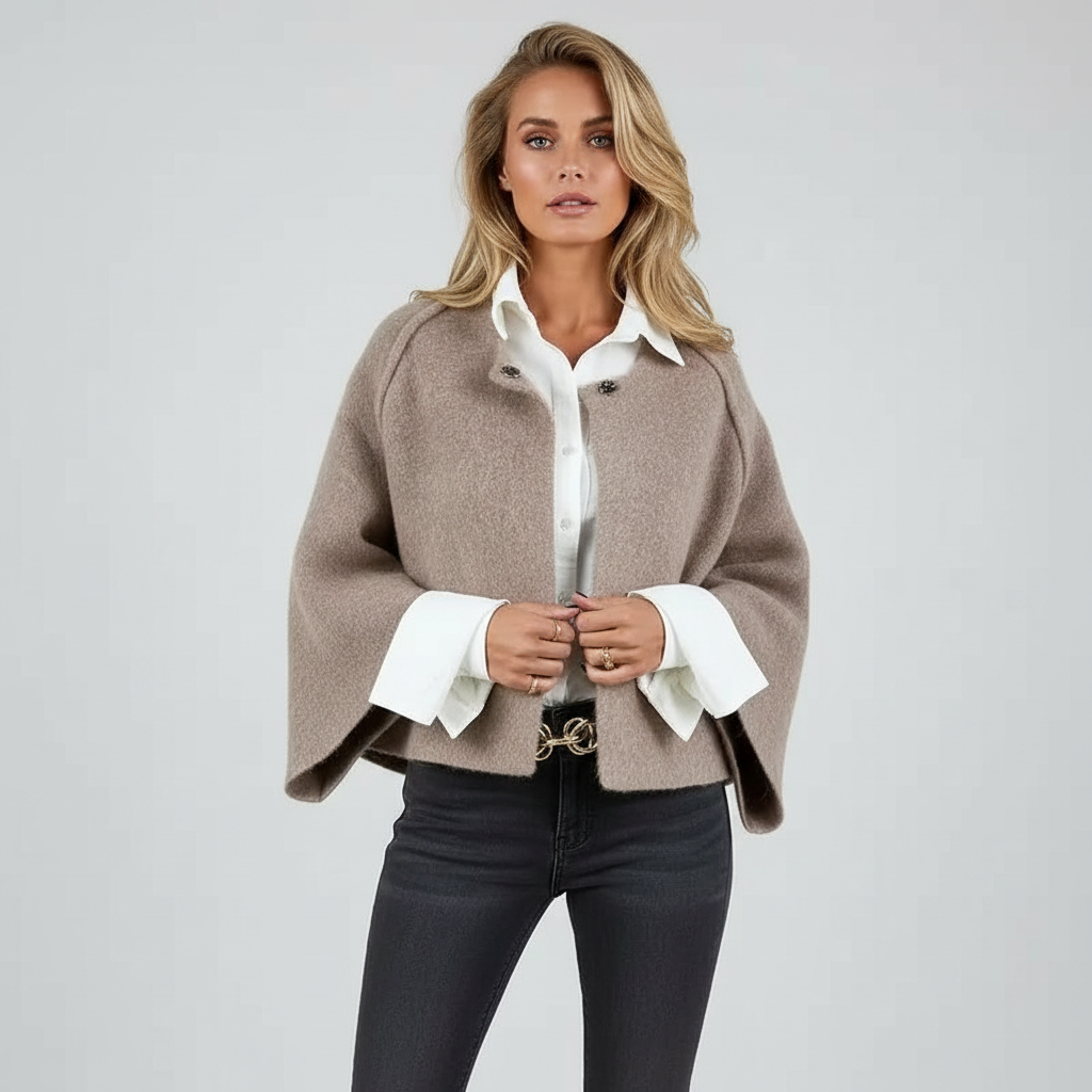 Warm dames jasje met knoopsluiting en zachte afwerking