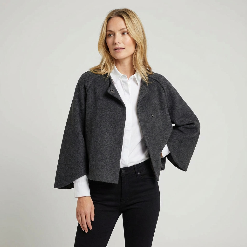 Warm dames jasje met knoopsluiting en zachte afwerking