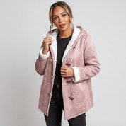 Warme damesjas met capuchon en toggle sluiting