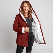 Warme damesjas met capuchon en toggle sluiting