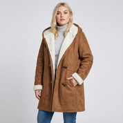 Warme damesjas met capuchon en toggle sluiting