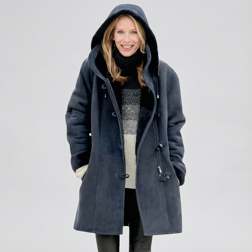 Warme damesjas met capuchon en toggle sluiting