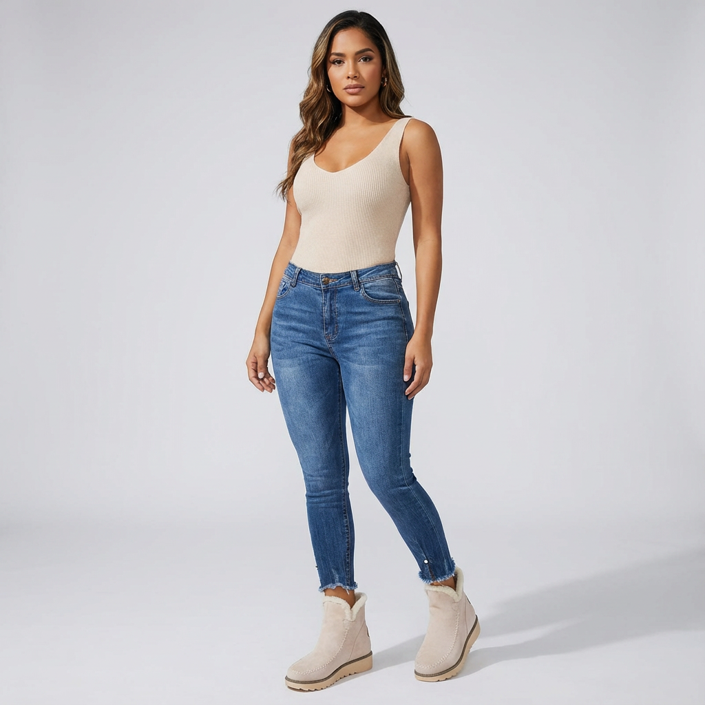 Warme gevoerde enkellaarsjes met zachte rand en stevige zool