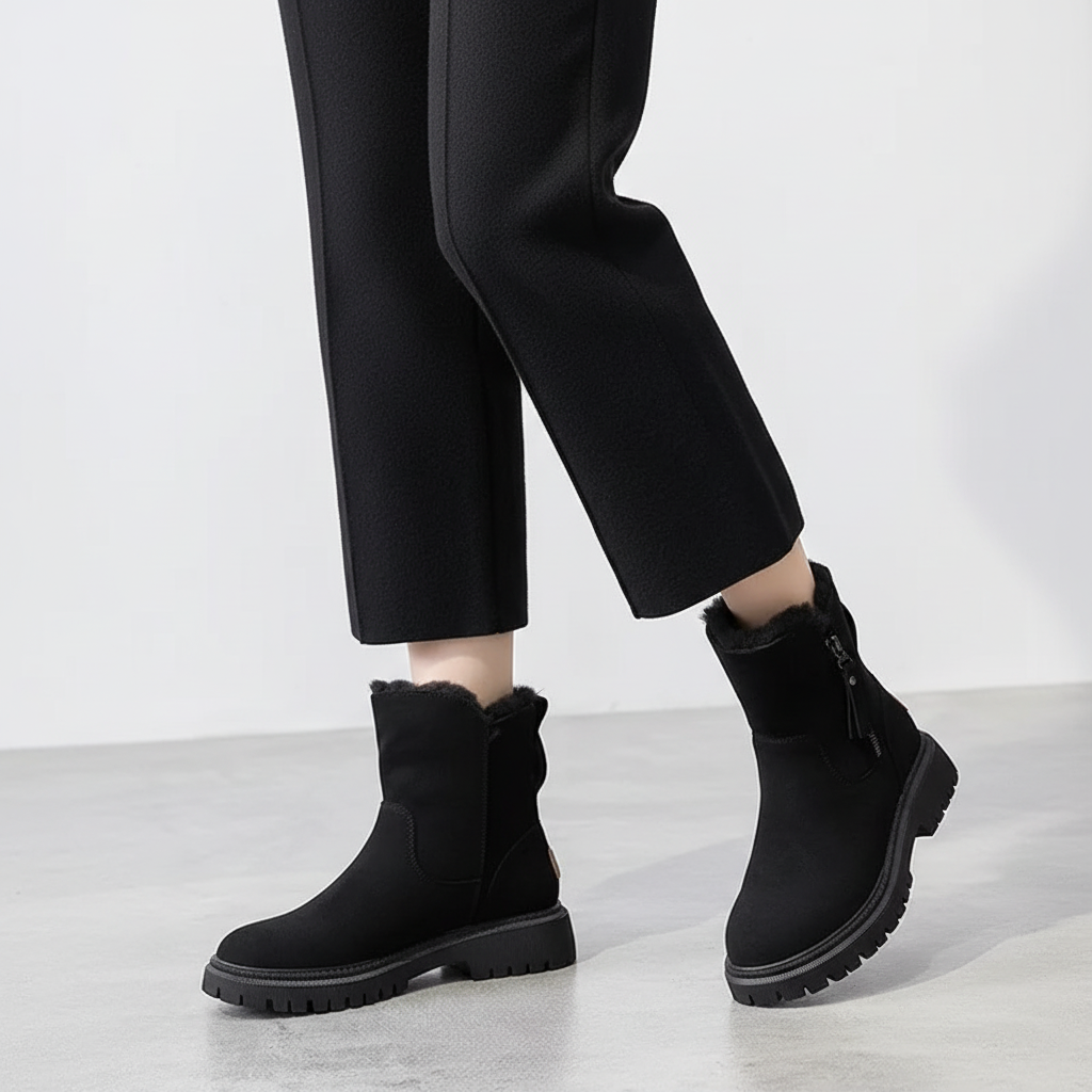 Warme gevoerde dames winterboots met rits