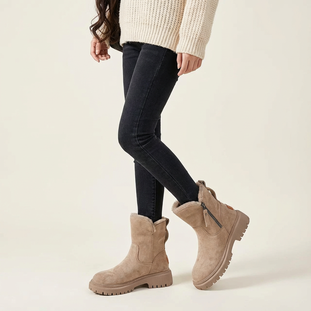 Warme gevoerde dames winterboots met rits