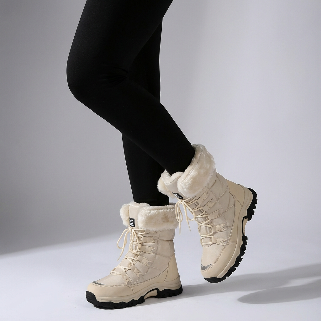 Warme gevoerde dames winterlaarzen met antislip zool