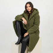 Warme lange teddy damesmantel met luxe fleecevoering