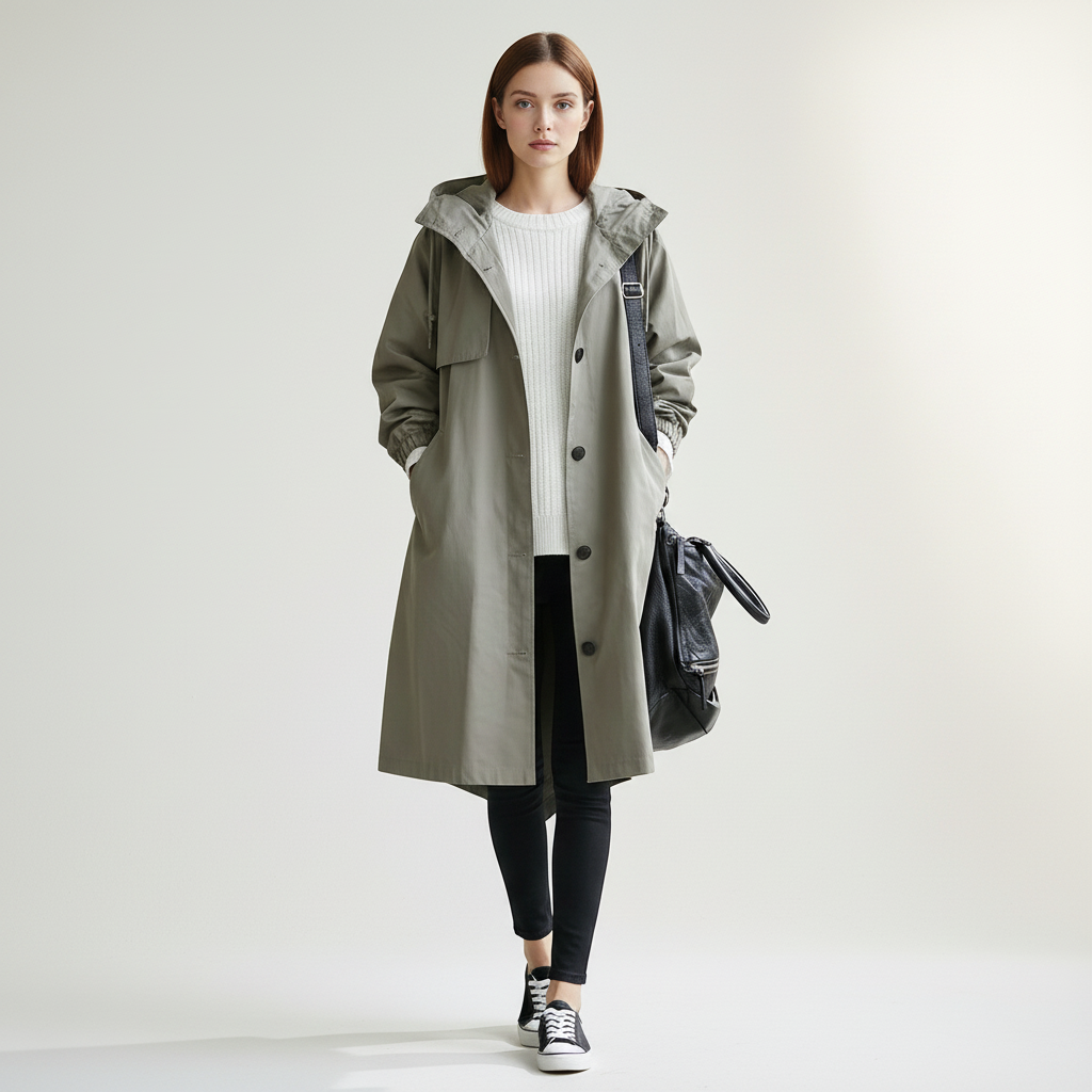 Waterafstotende lange dames trenchcoat