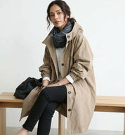 Waterafstotende lange dames trenchcoat