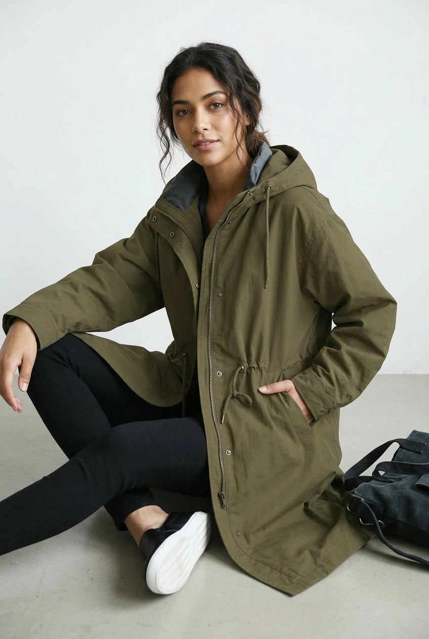 Waterafstotende lange dames trenchcoat