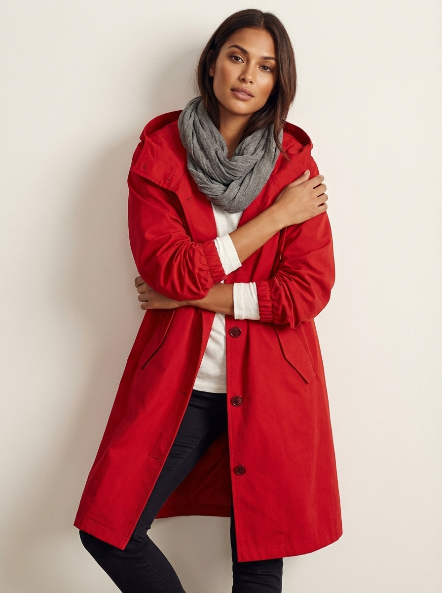 Waterafstotende lange dames trenchcoat