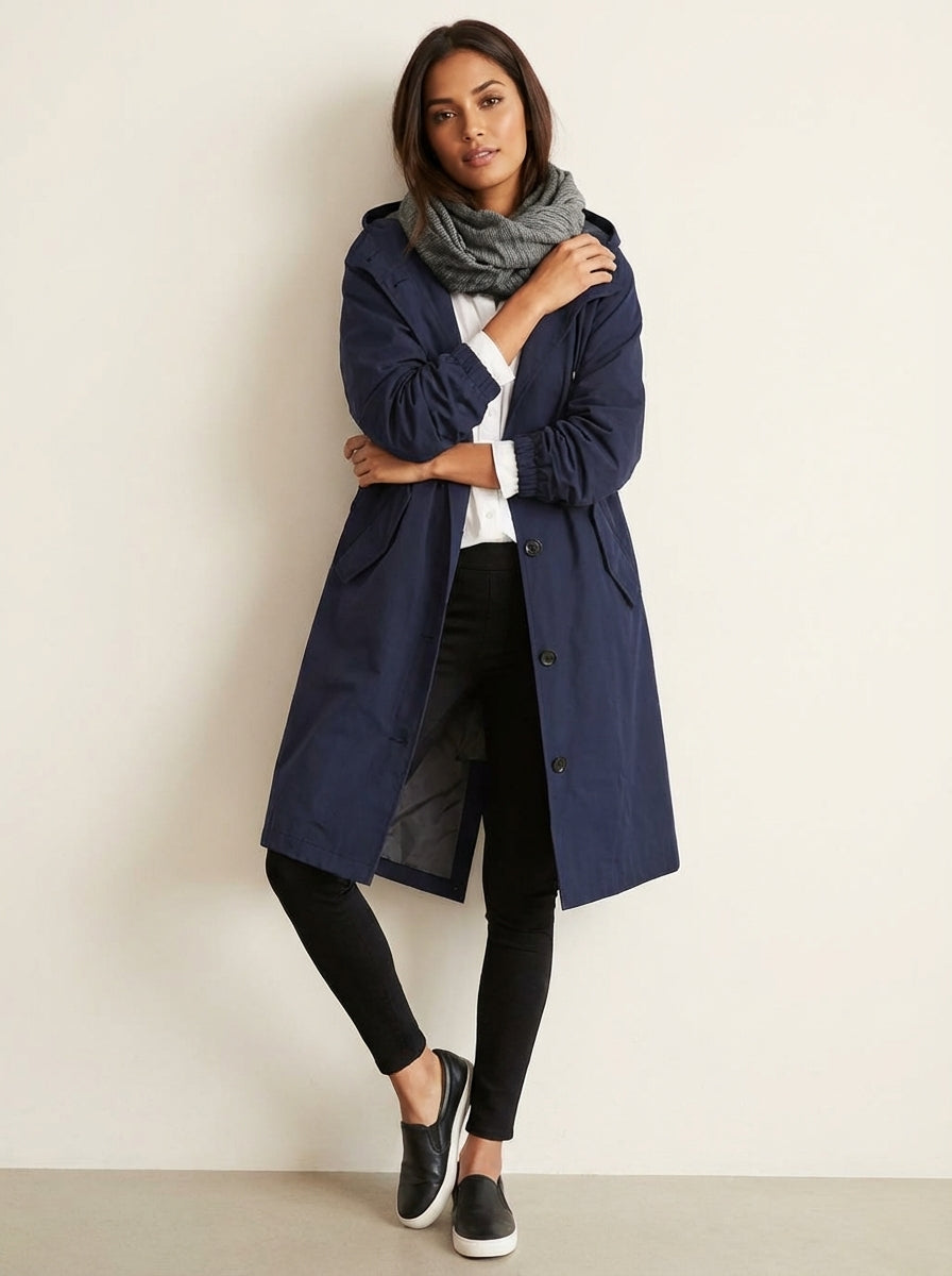 Waterafstotende lange dames trenchcoat