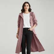 Waterafstotende lange dames trenchcoat