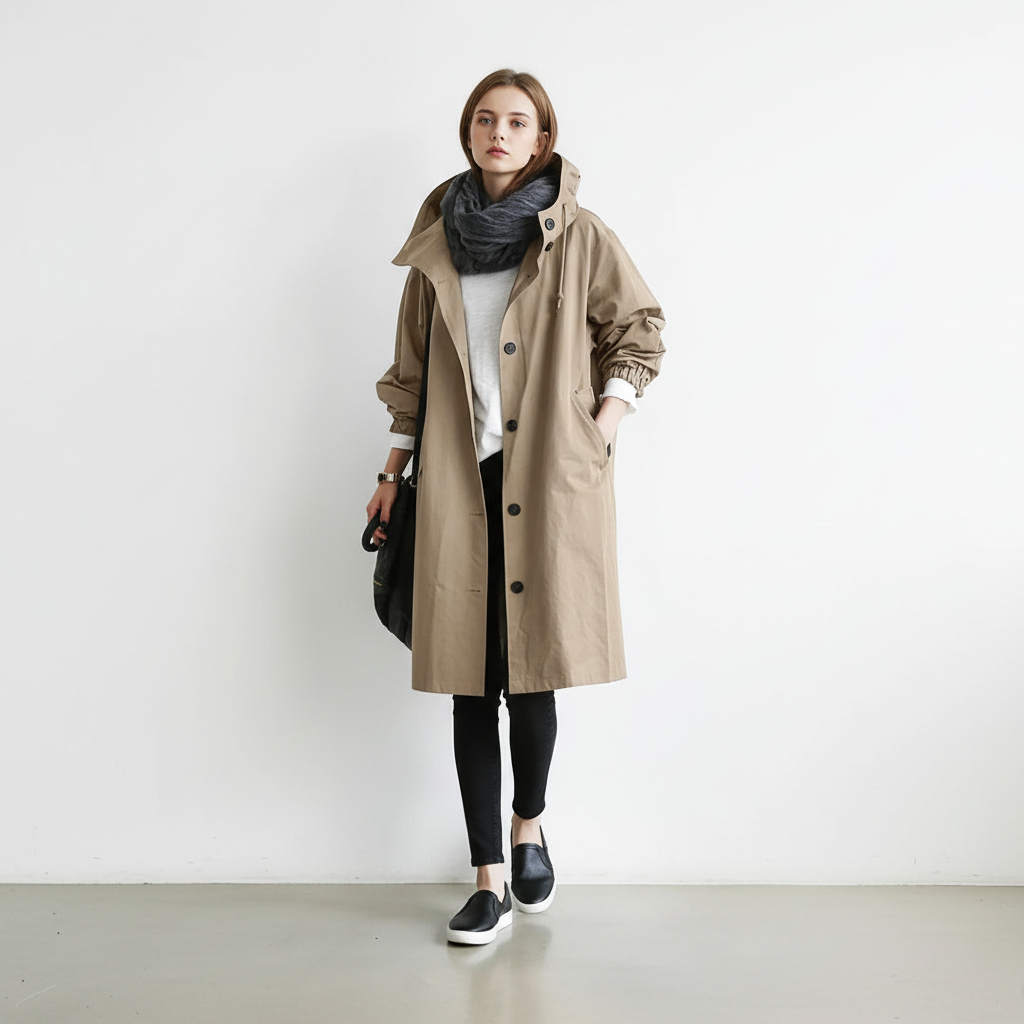 Waterafstotende lange dames trenchcoat