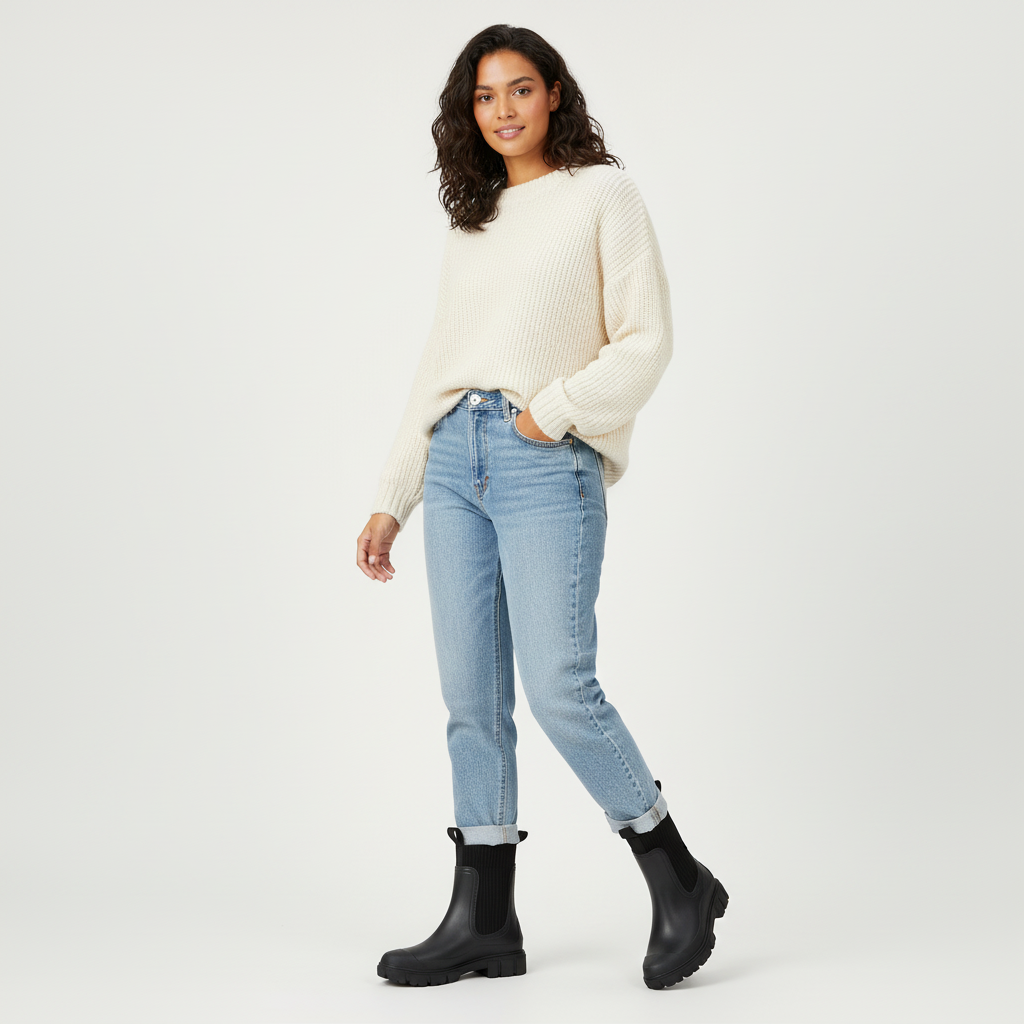 Waterdichte damesregenboots met warme sok